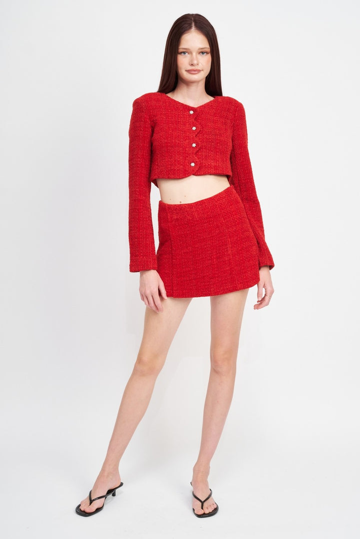 Long Sleeve Button Up Cropped Top