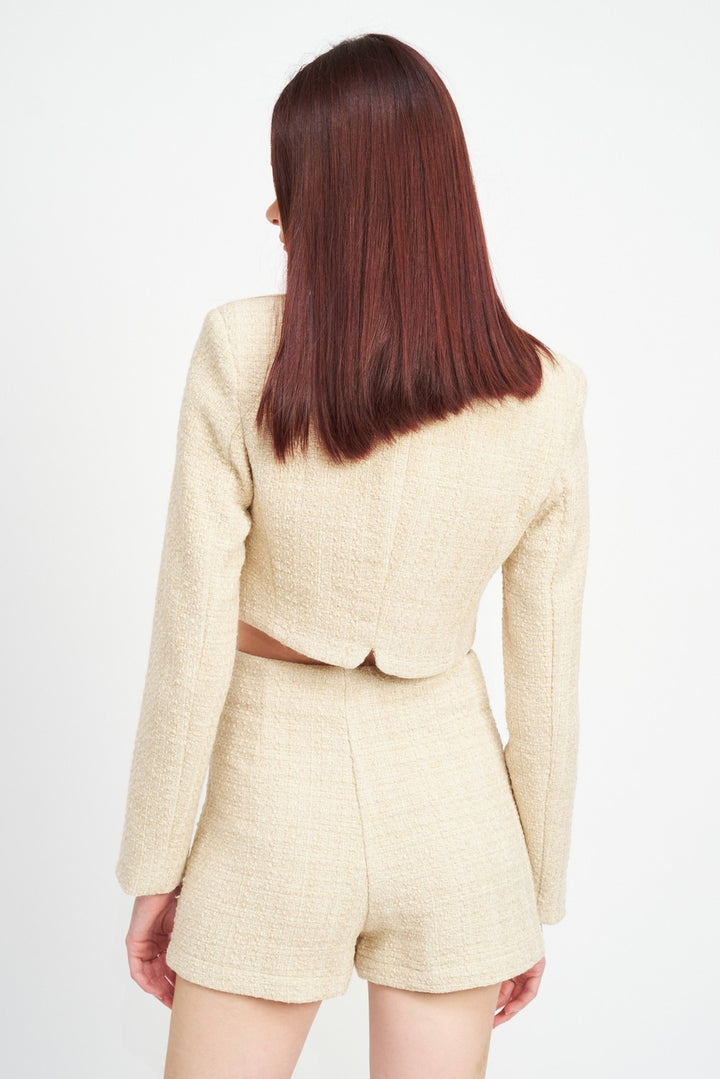 Long Sleeve Button Up Cropped Top
