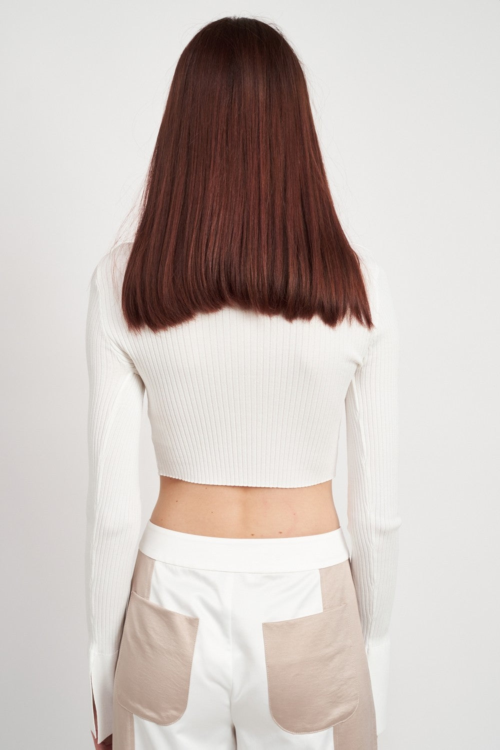 Long Sleeve Button Up Crop Top 1