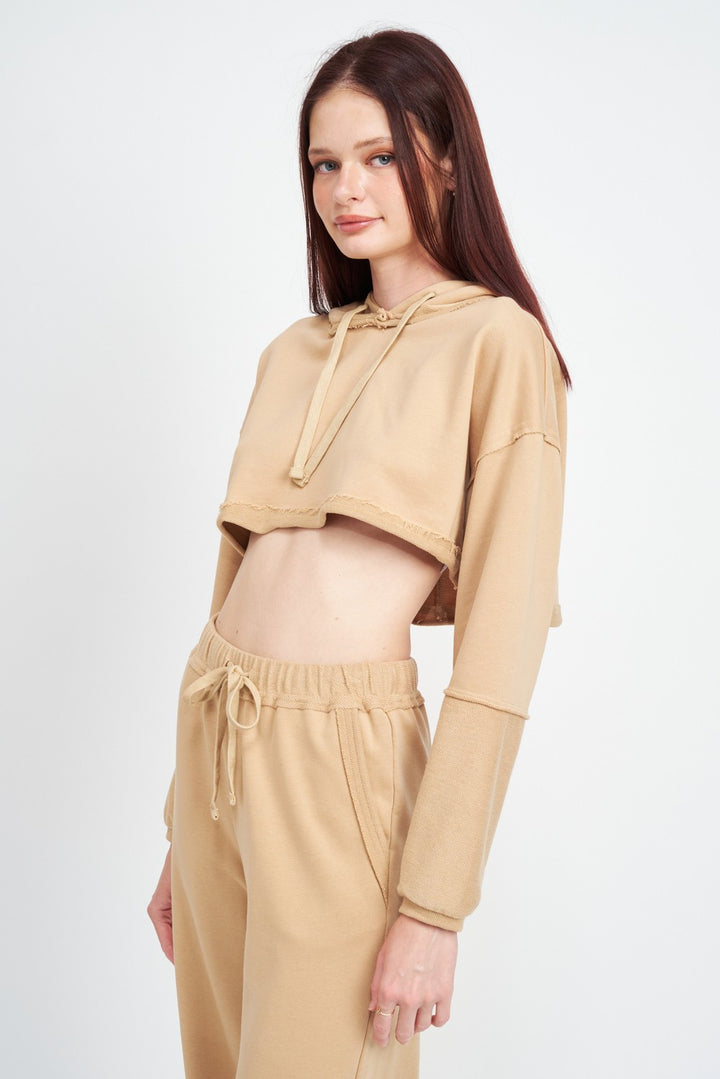 Cropped Hoodie With Drawstrings 1