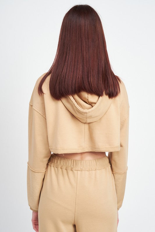 Cropped Hoodie With Drawstrings 1