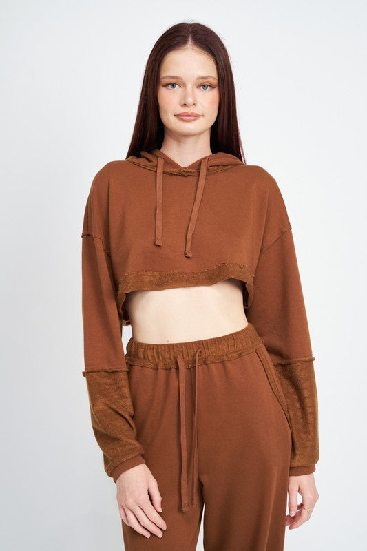 Cropped Hoodie With Drawstrings 1