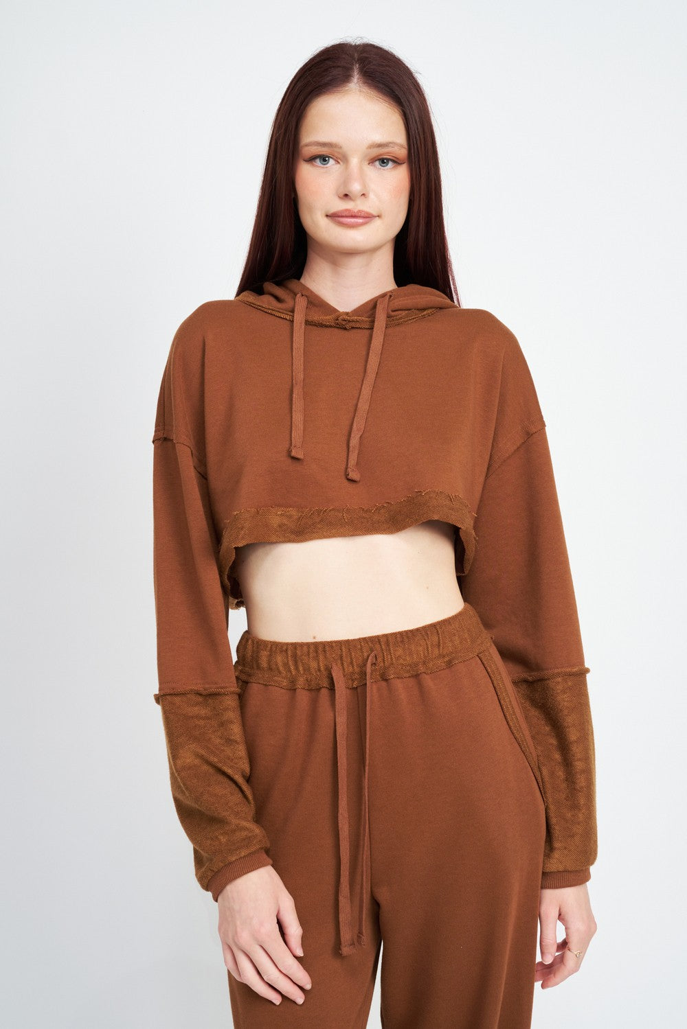 Cropped Hoodie With Drawstrings 1