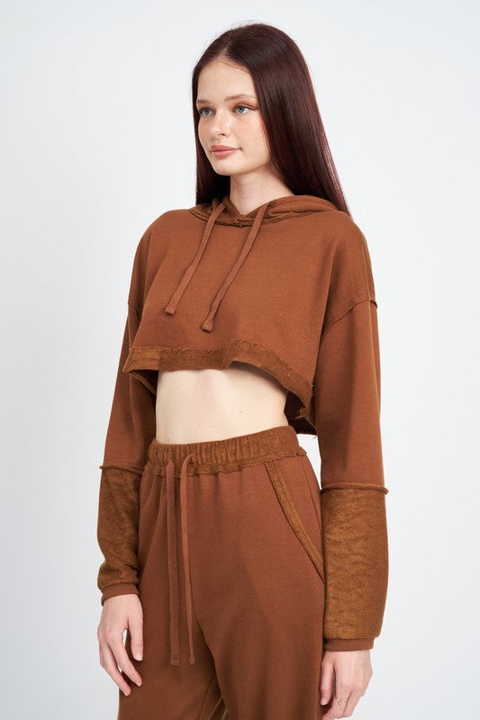 Cropped Hoodie With Drawstrings 1