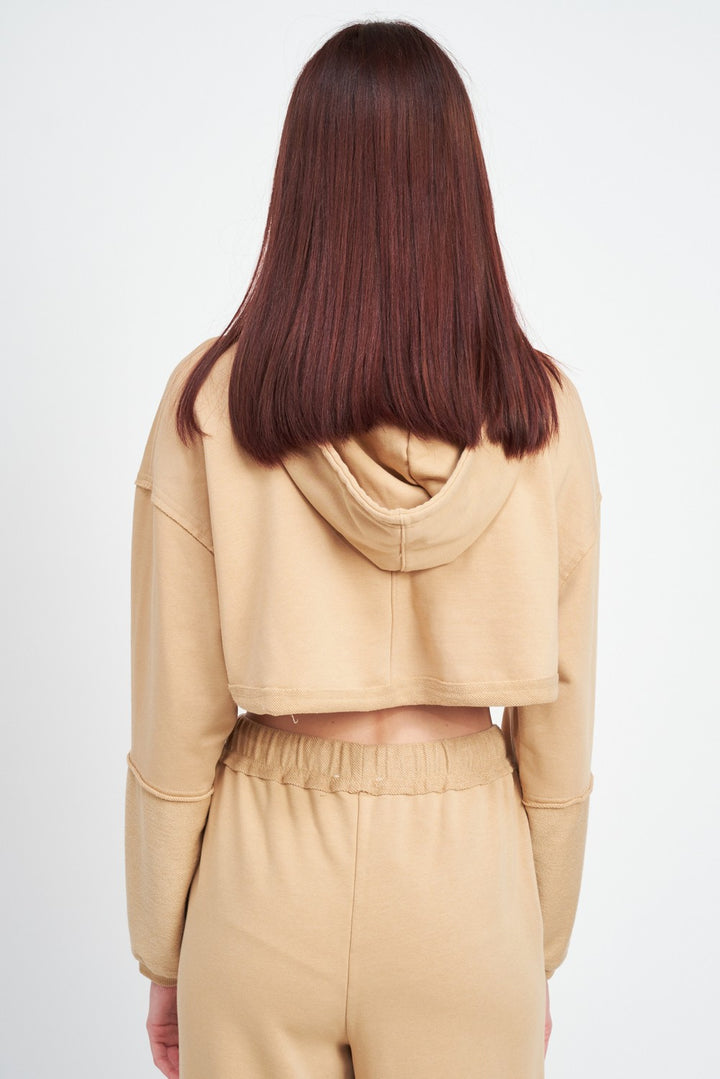 Cropped Hoodie With Drawstrings 1