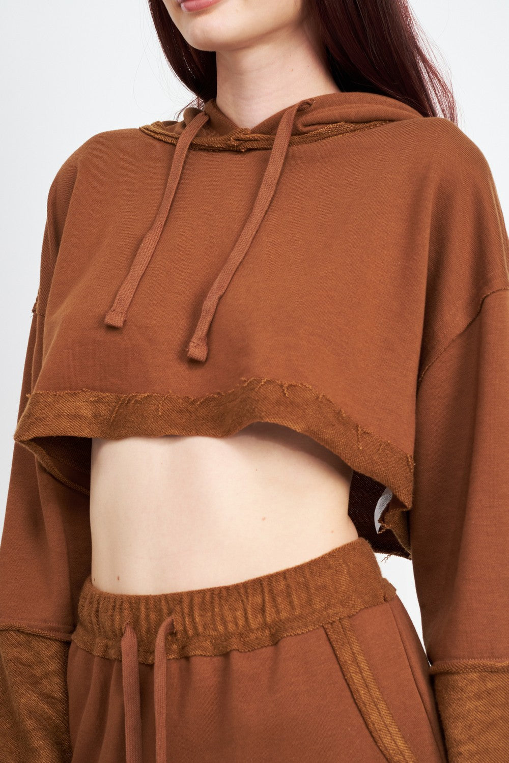 Cropped Hoodie With Drawstrings 1