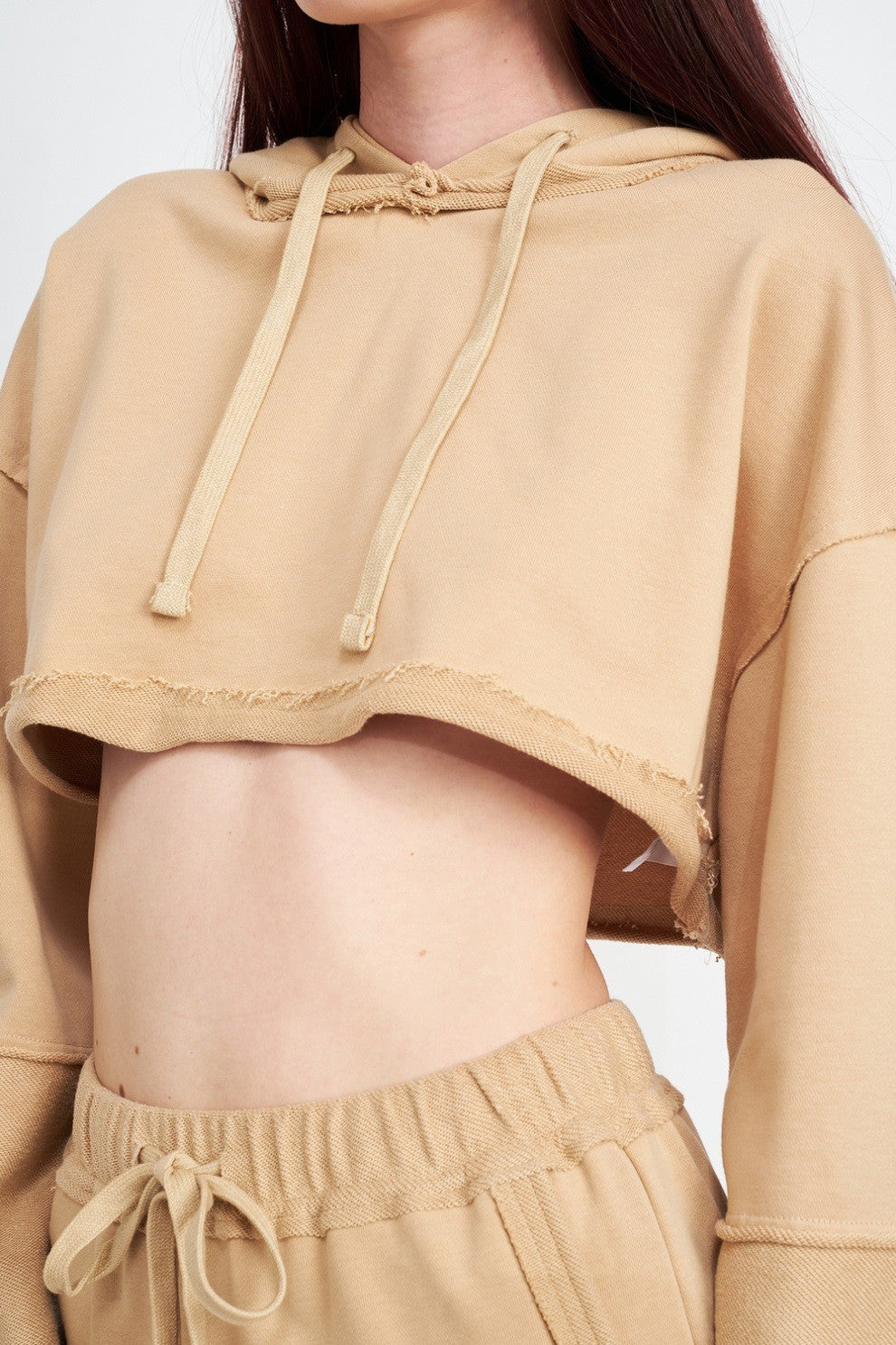 Cropped Hoodie With Drawstrings 1