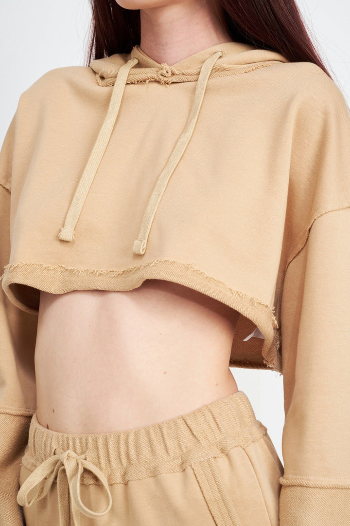 Cropped Hoodie With Drawstrings 1