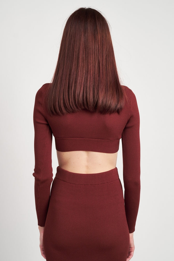 V Neck Cropped Sweater Top