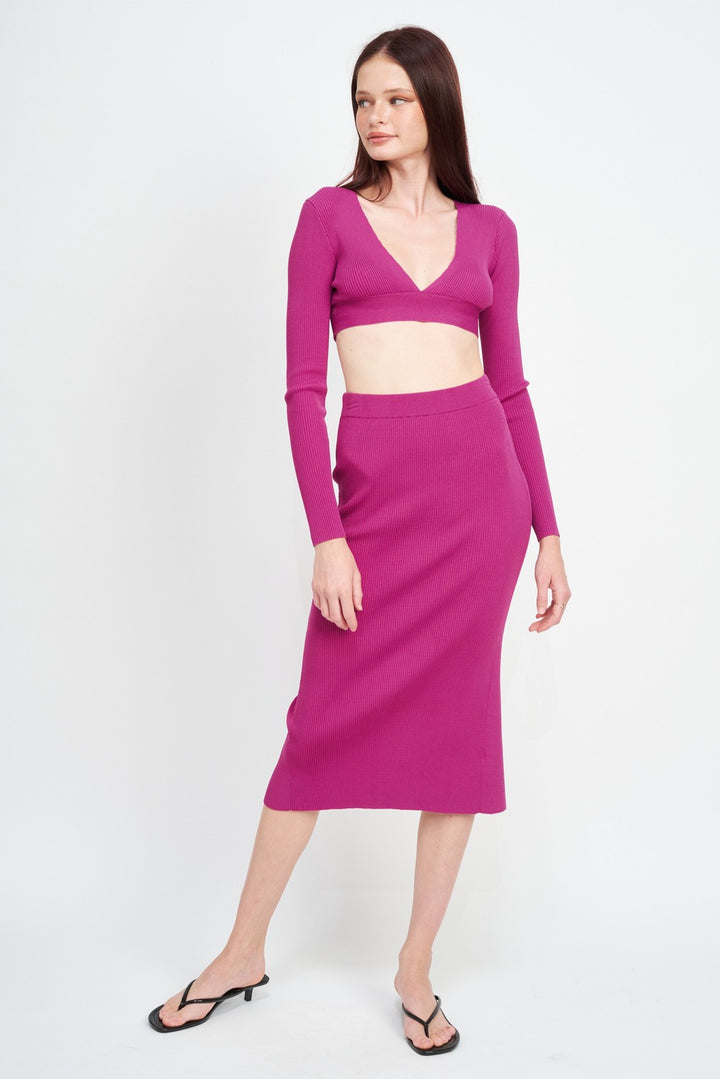 V Neck Cropped Sweater Top