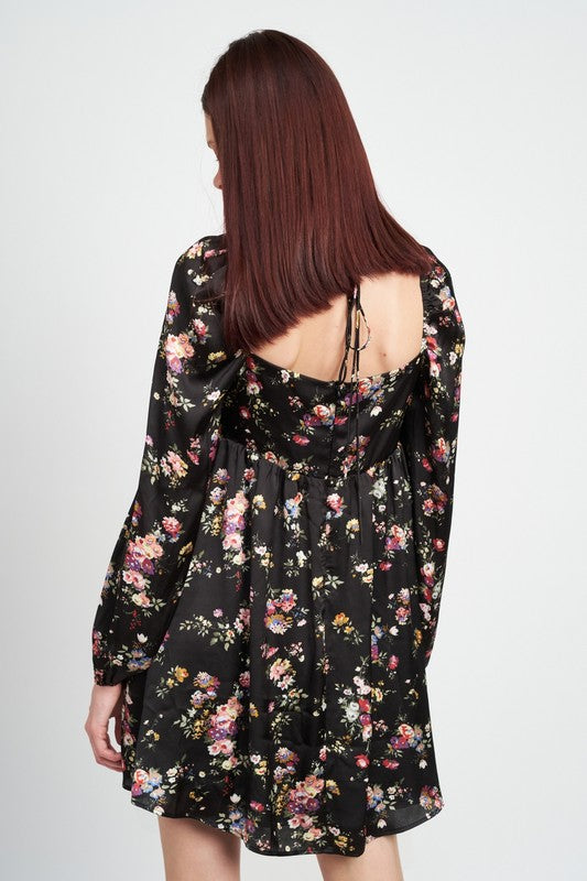 Floral Long Sleeve Baby Doll Dress