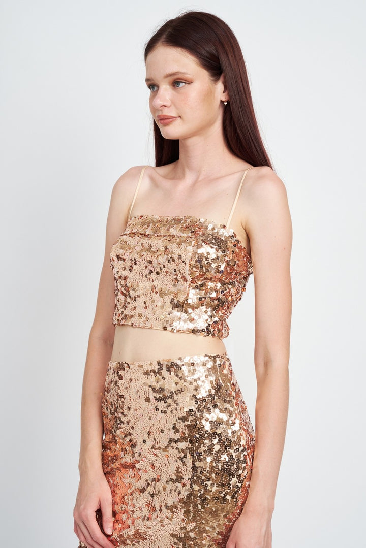 Sequin Reched Tube Top