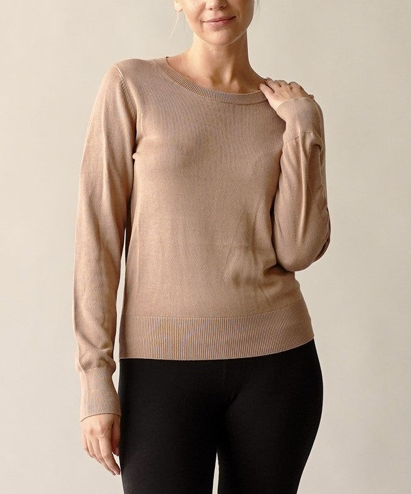 TAUPE Bamboo Sweater Crew Neck Top 1