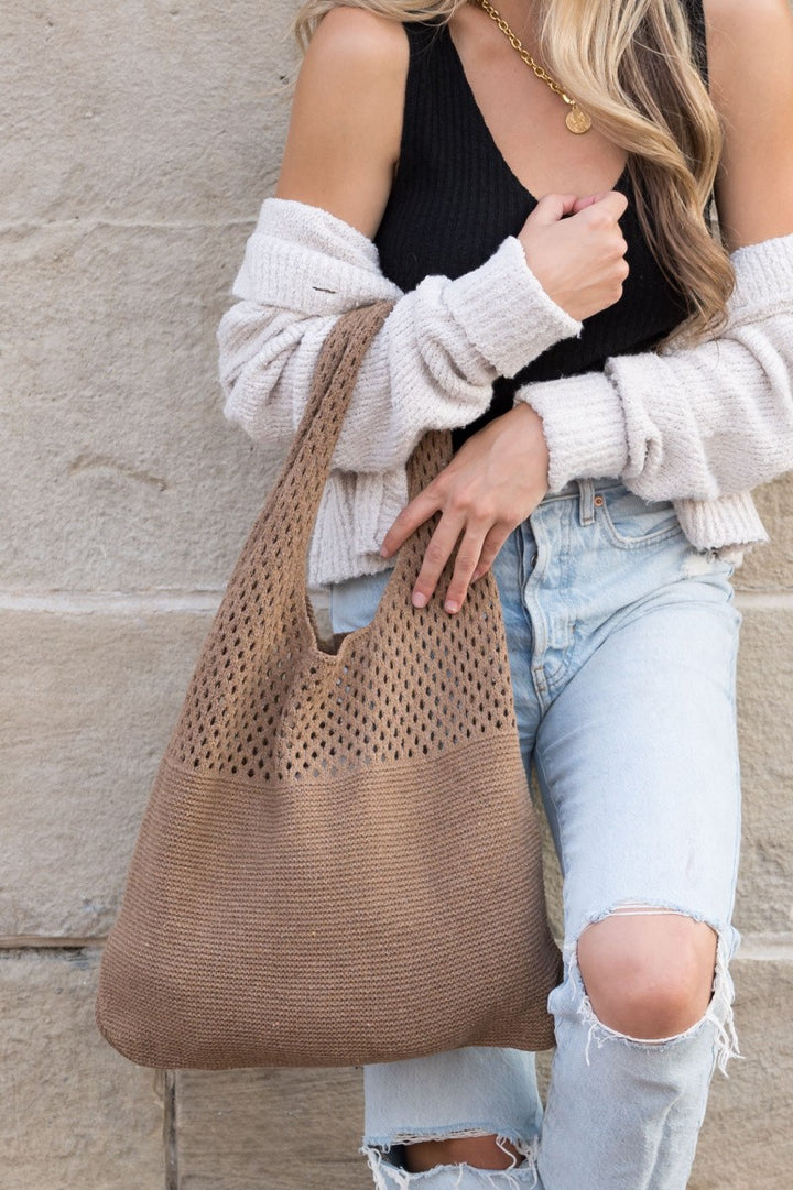 Cream Soft Knit Hobo Bag