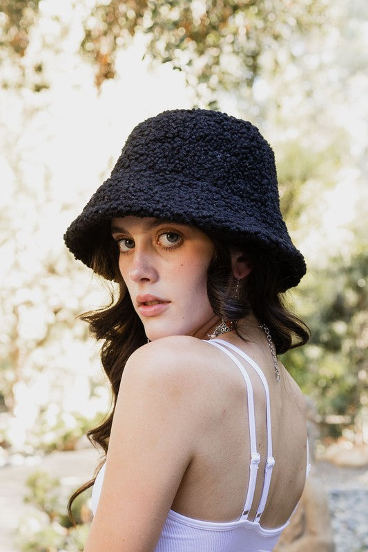 Black Teddy Suede Combo Reversible Bucket Hat