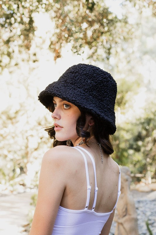 Tan Teddy Suede Combo Reversible Bucket Hat