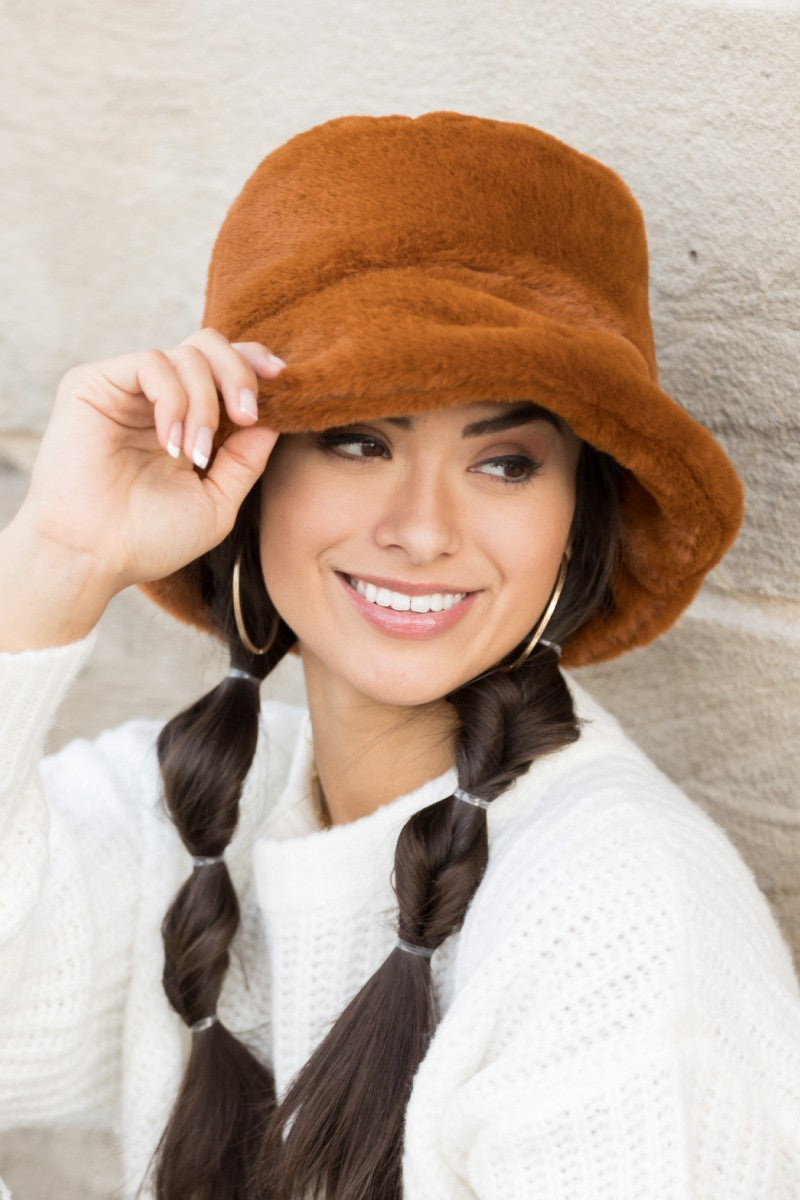 Black Plush Bucket Hat