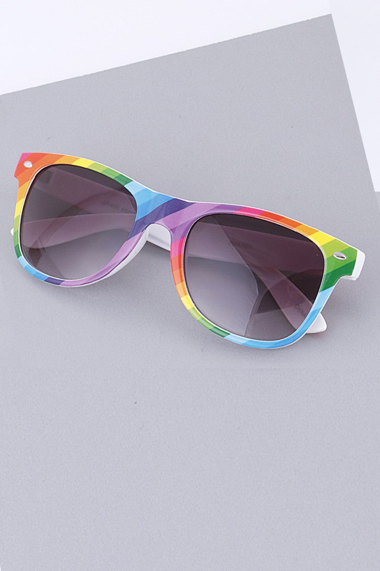 Assorted 12 Pcs Rainbow Color Pride Wayfarer Sunglasses Set