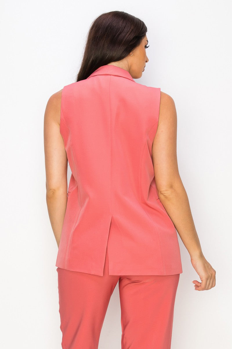 Lemon Womens Dressy Solid Vest With Pockets