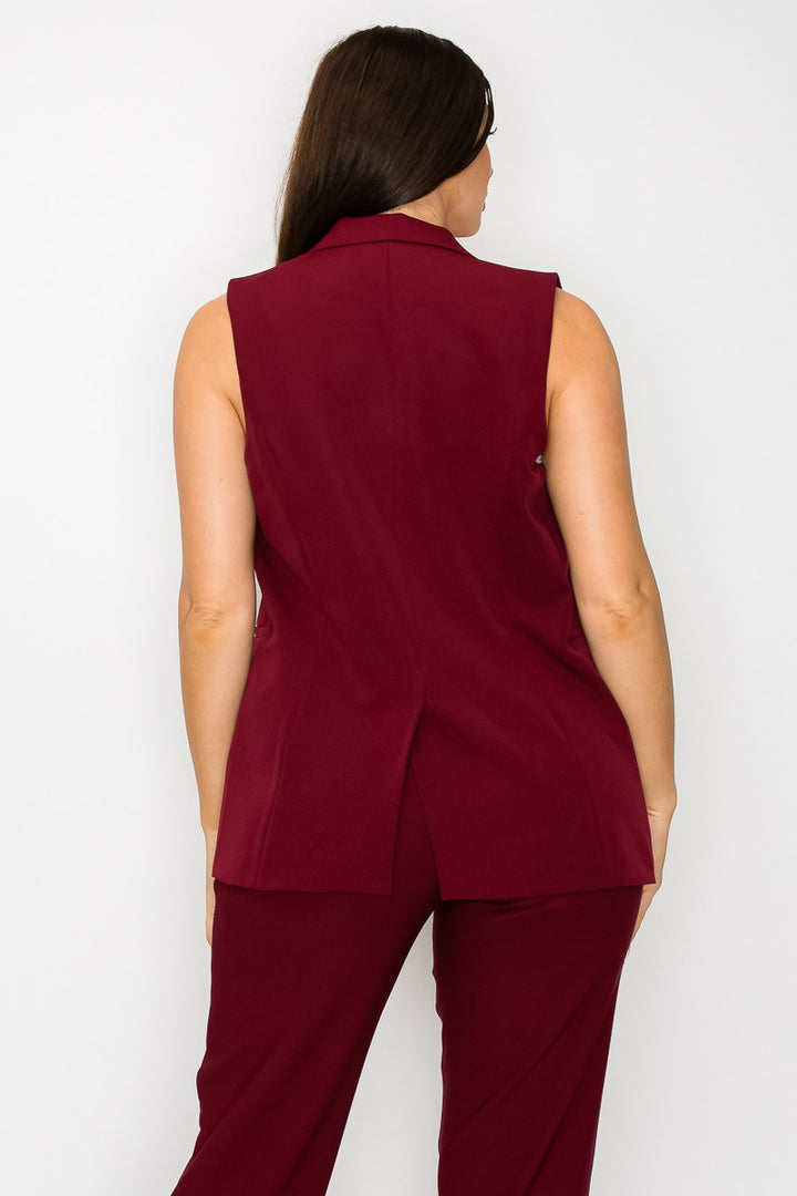 Orange Womens Dressy Solid Vest With Pockets