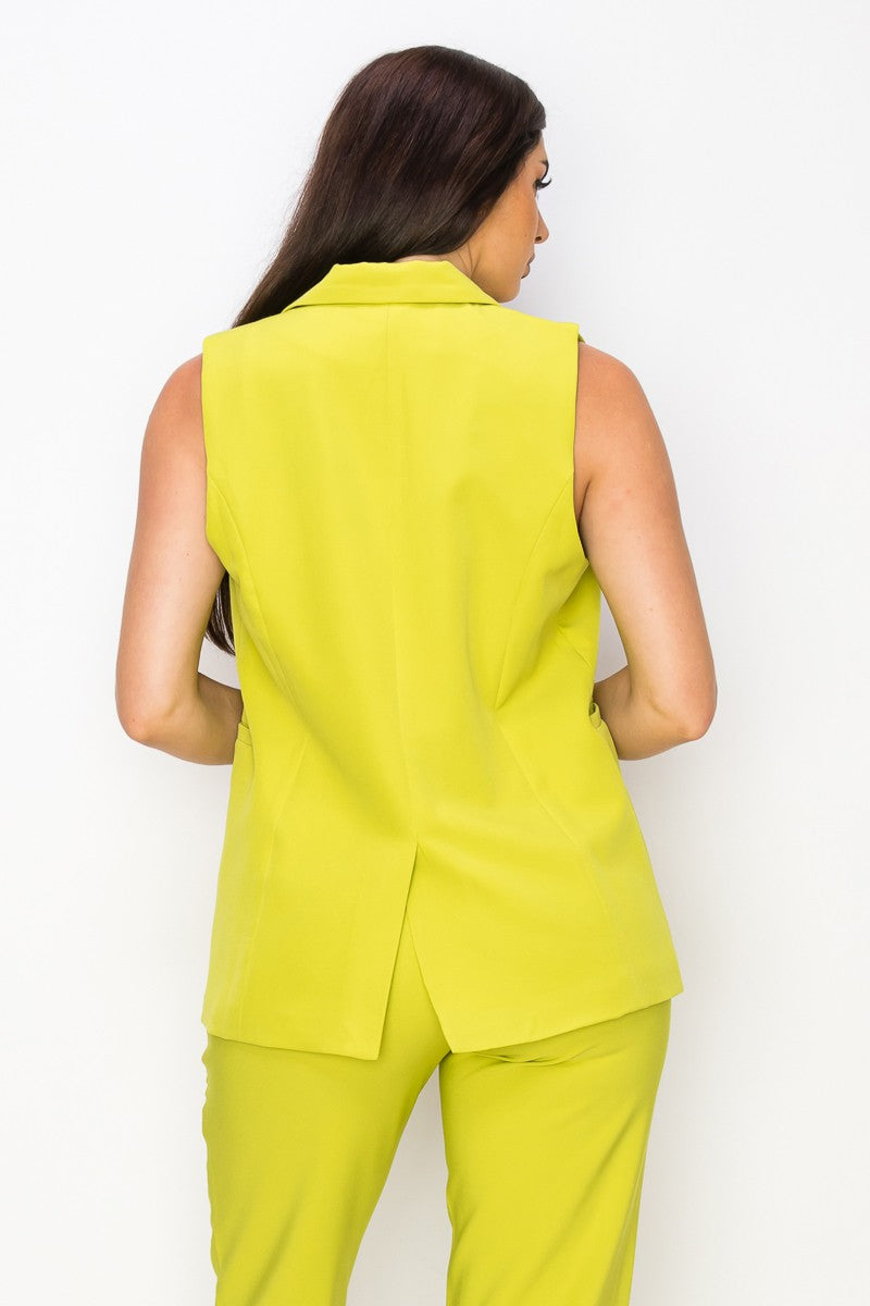 Ivory Womens Dressy Solid Vest With Pockets