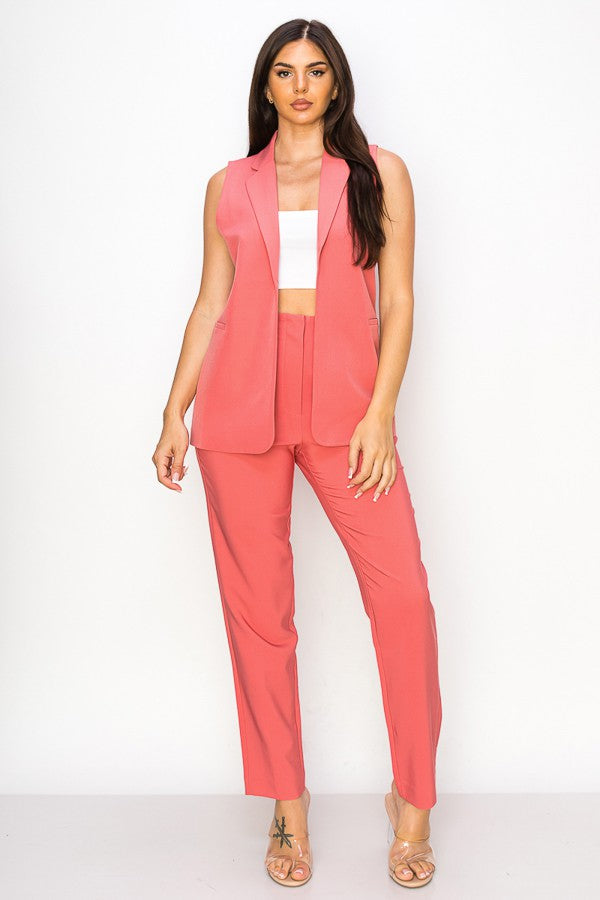 Lemon Womens Dressy Solid Vest With Pockets