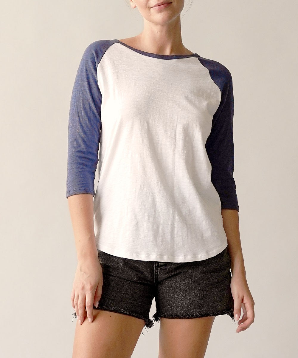 Whitegrey Cotton Vintage Raglan T