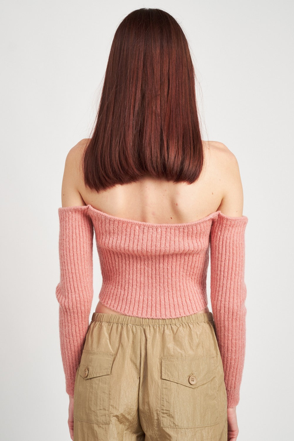 Off The Shoulder Cropped Knit Top