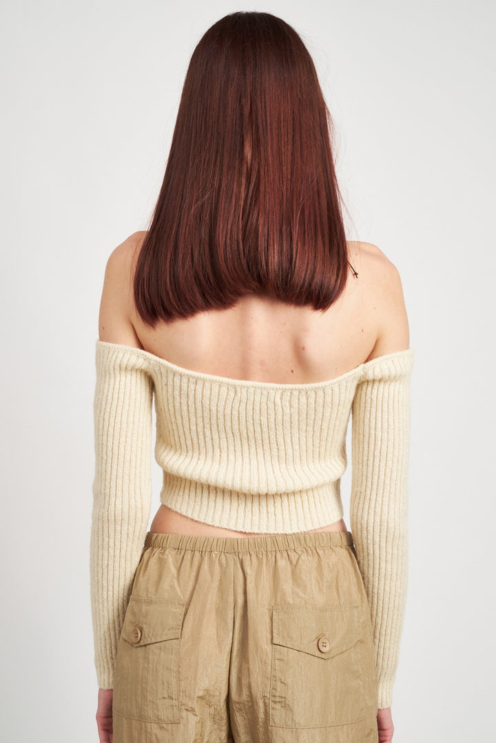 Off The Shoulder Cropped Knit Top