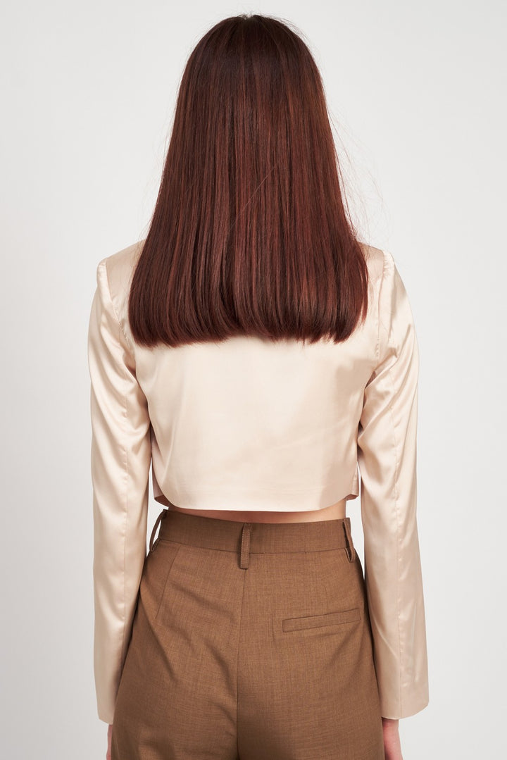 V Neck Long Sleeve Cropped Top
