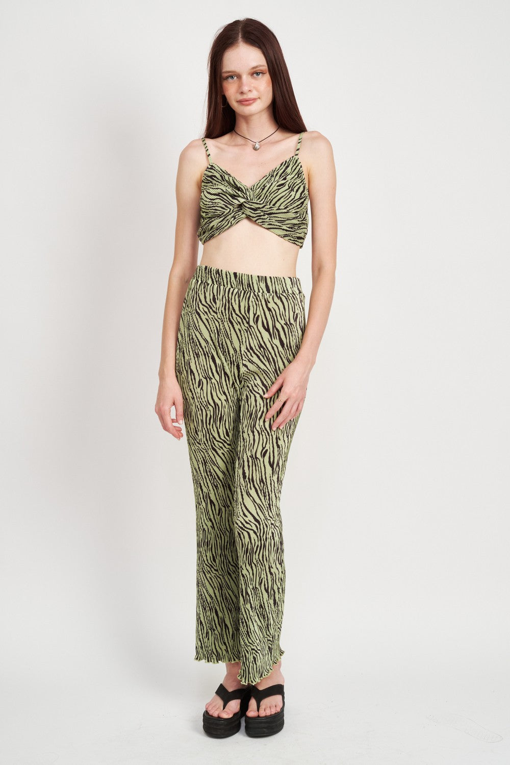 High Rise Flare Pleated Pants