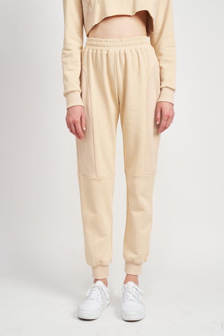 NATURAL Rib Contrast Jogger Pants