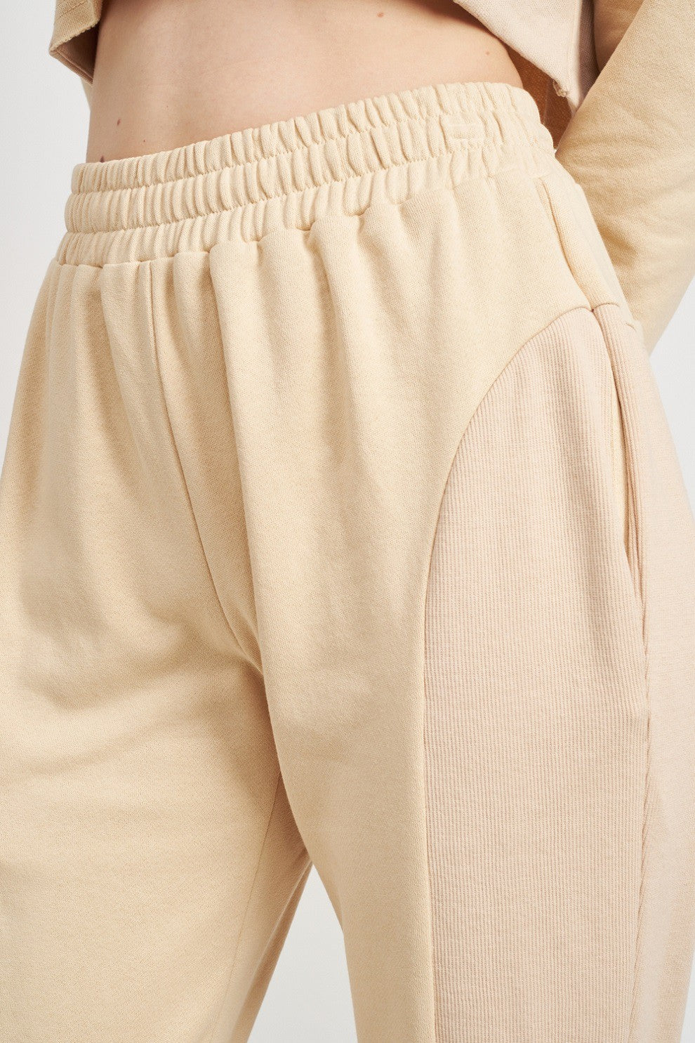 NATURAL Rib Contrast Jogger Pants