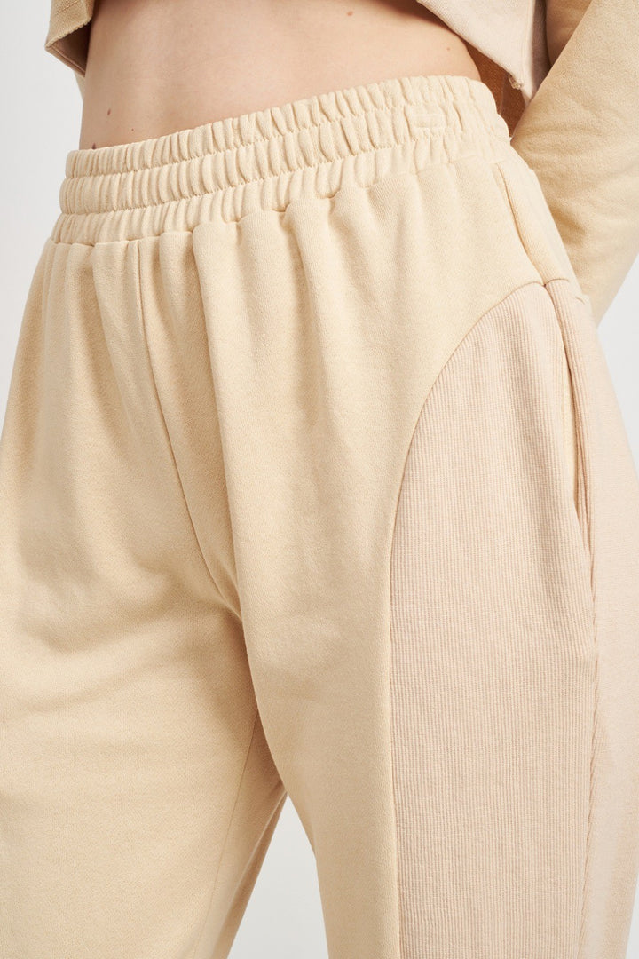 NATURAL Rib Contrast Jogger Pants