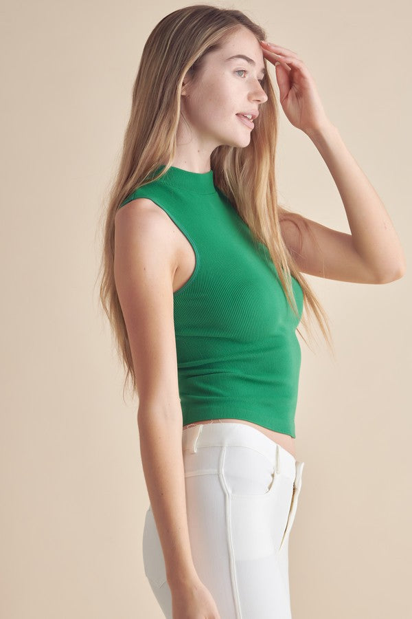 Orange Always Classy Ribbed Mock Neck Tank