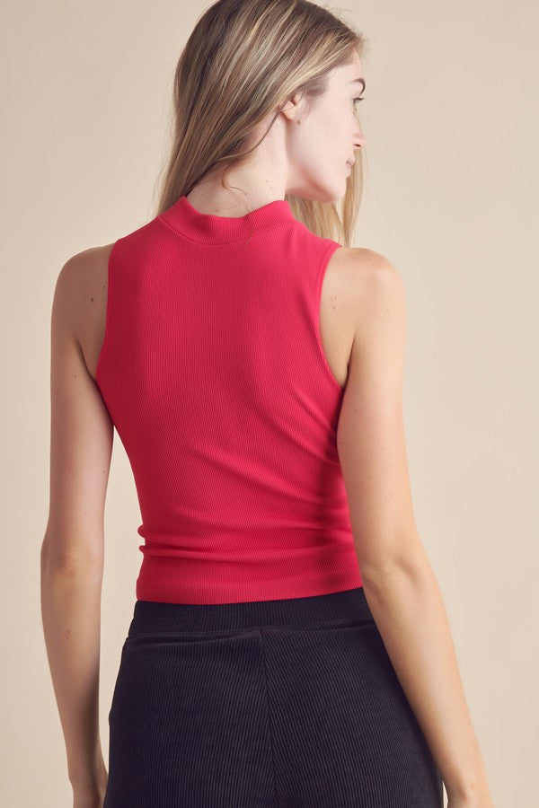 Coffee Always Classy Ribbed Mock Neck Tank