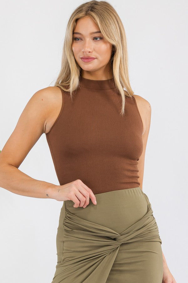 Black Always Classy Ribbed Mock Neck Tank