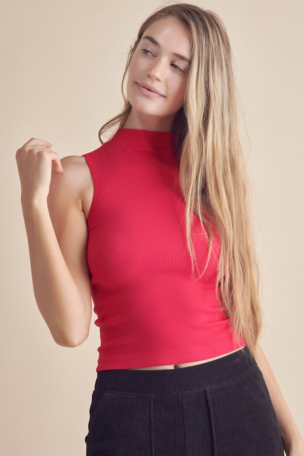 Coffee Always Classy Ribbed Mock Neck Tank