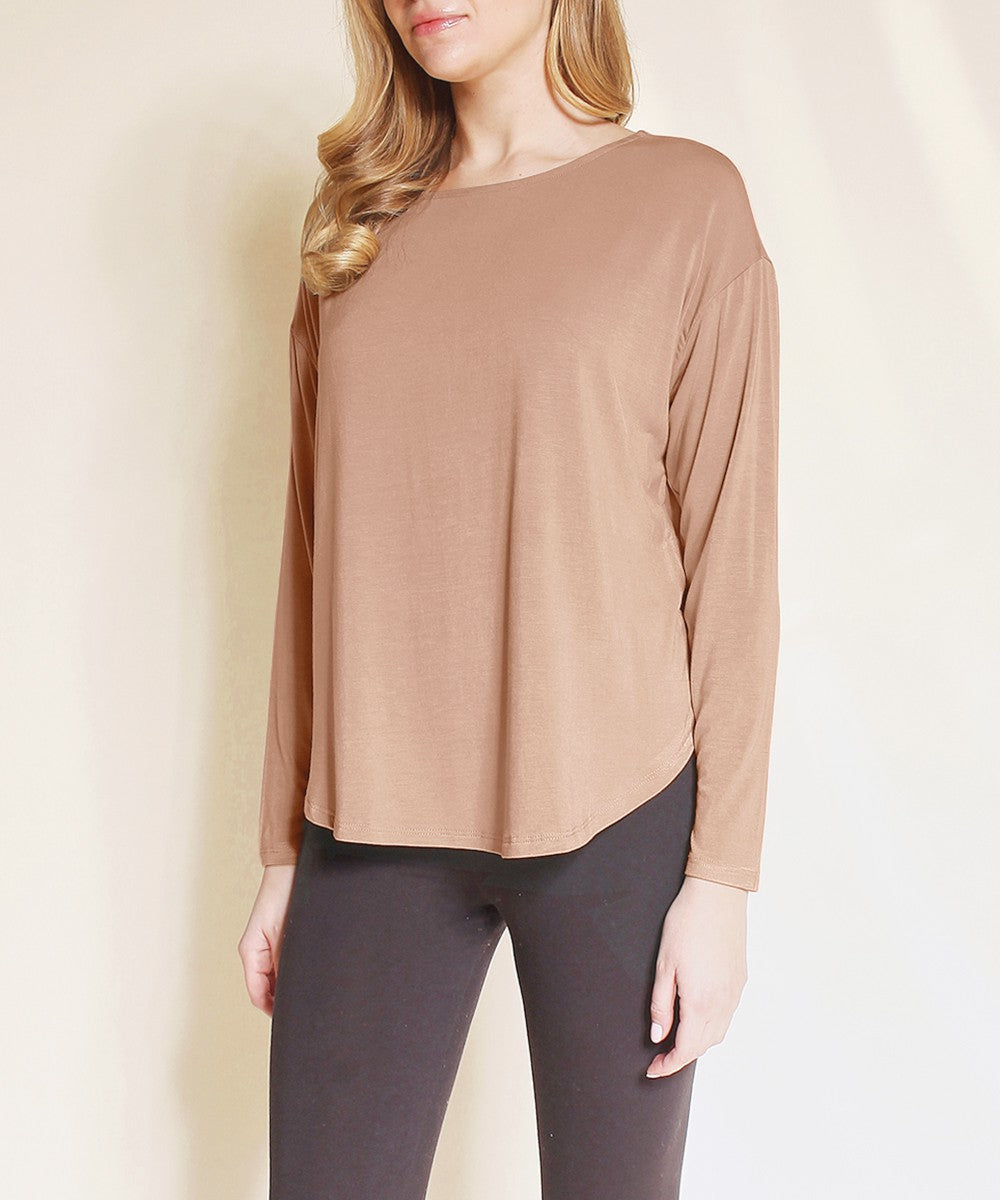 Black Bamboo Dolman Long Sleeve Top