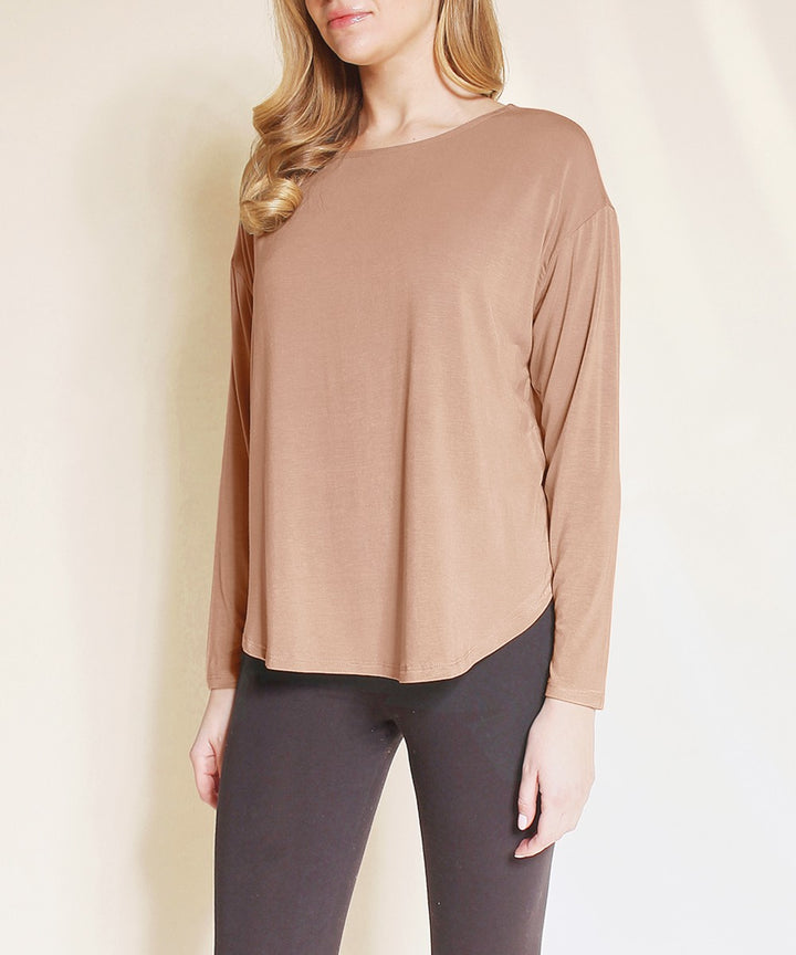 Black Bamboo Dolman Long Sleeve Top