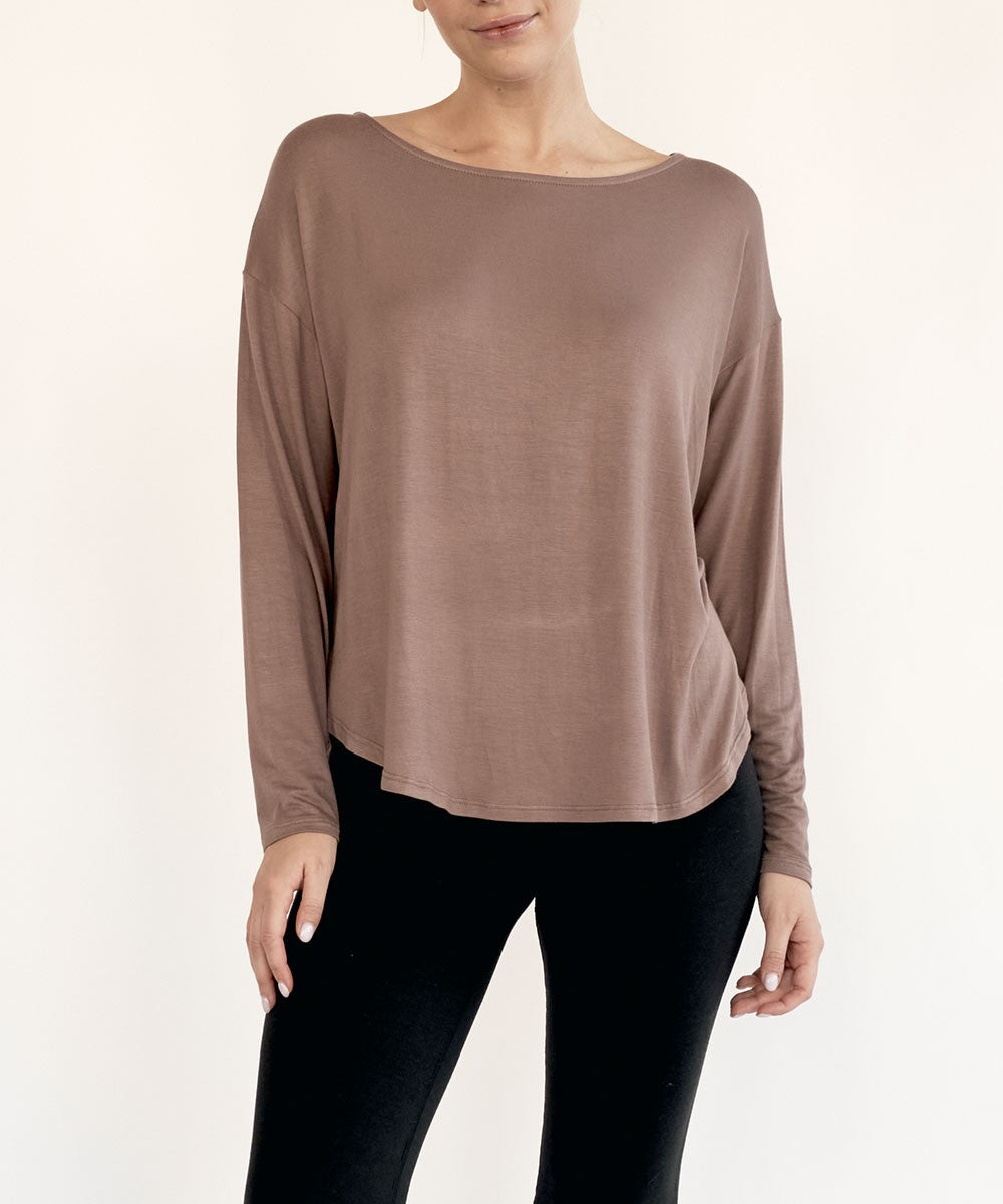 Black Bamboo Dolman Long Sleeve Top