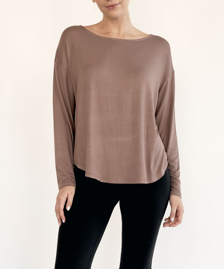 Black Bamboo Dolman Long Sleeve Top