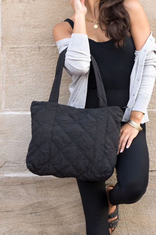 Olive Quilted Tote