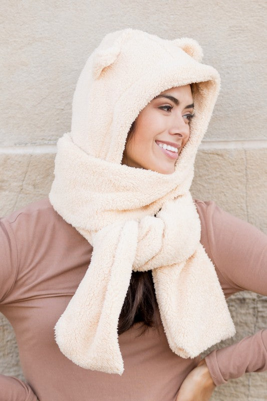 Teddy Bear Hooded Scarf