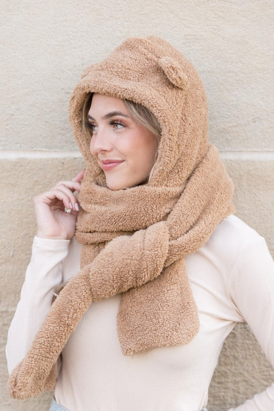 Teddy Bear Hooded Scarf