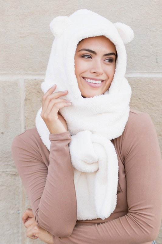 Teddy Bear Hooded Scarf