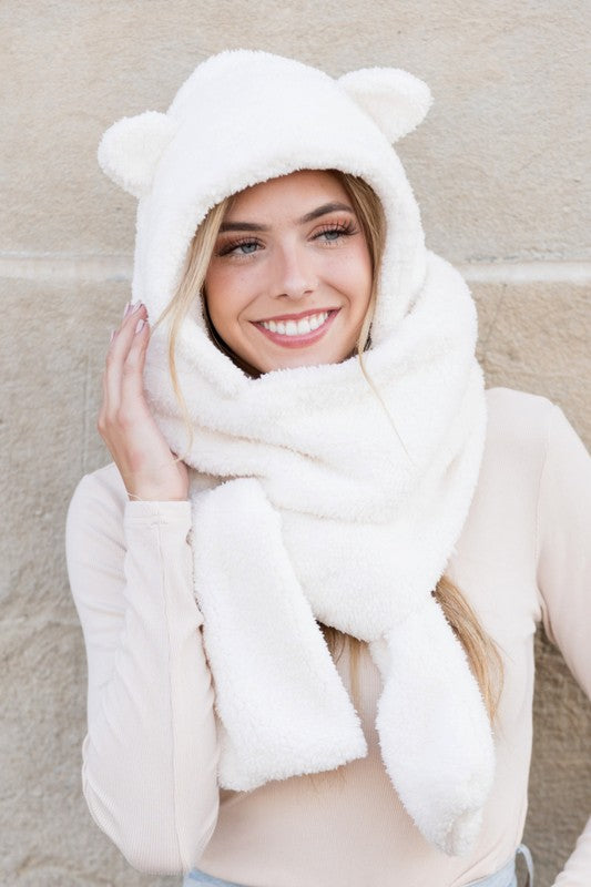 Teddy Bear Hooded Scarf