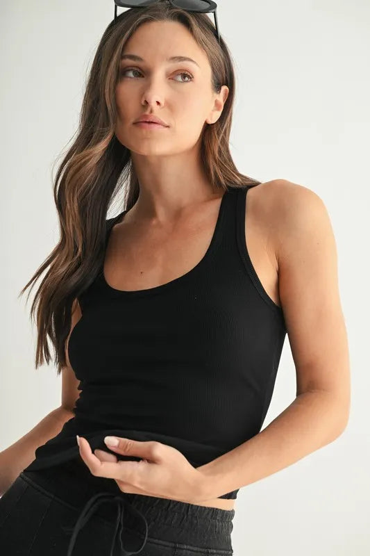Black Mono B Slim Fit Scoop Neck Tank 2