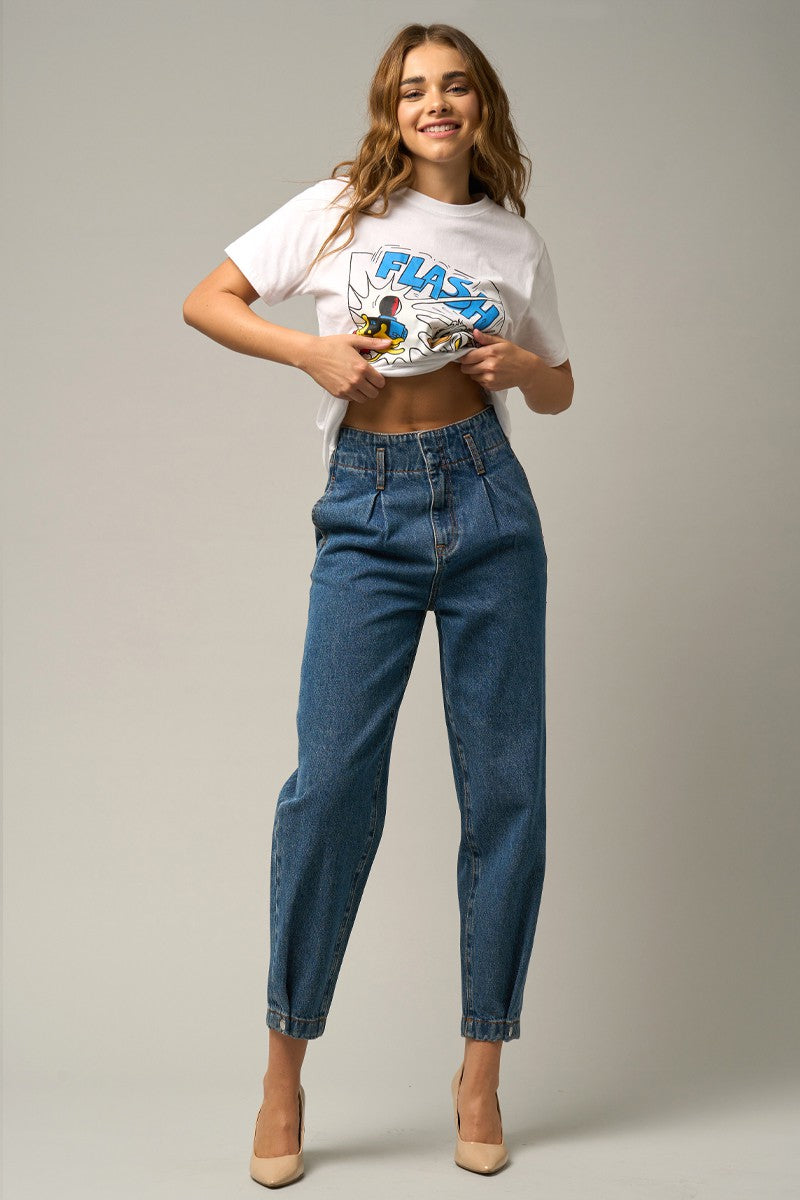 Dark High Rise Balloon Jeans