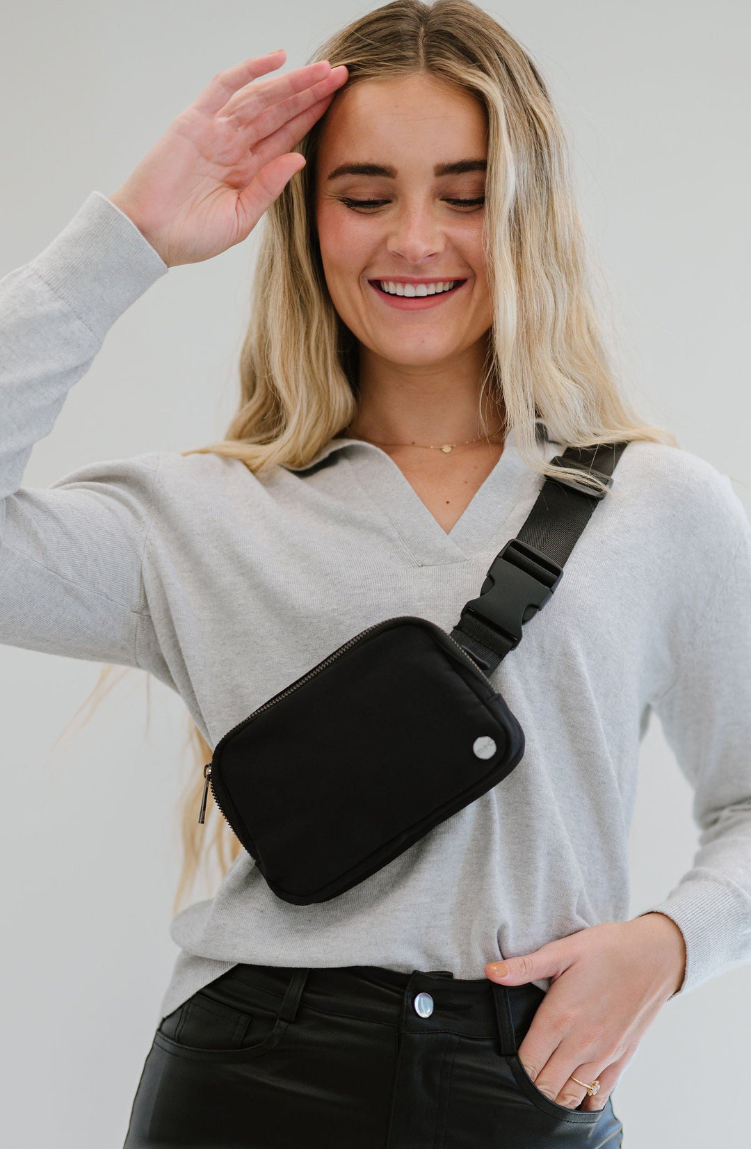 Black Madison Crossbody Belt Bag Fanny Pack